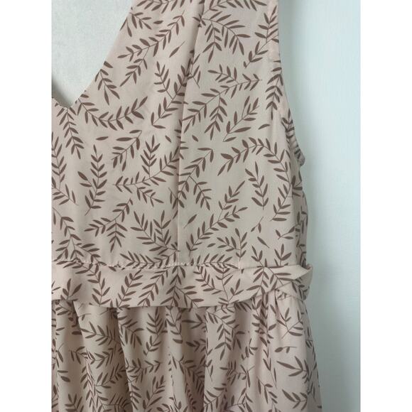 dRA Kelli Murray Women Babydoll Dress S Pink with Tan Leaves Lined Pockets A19 - Picture 2 of 7